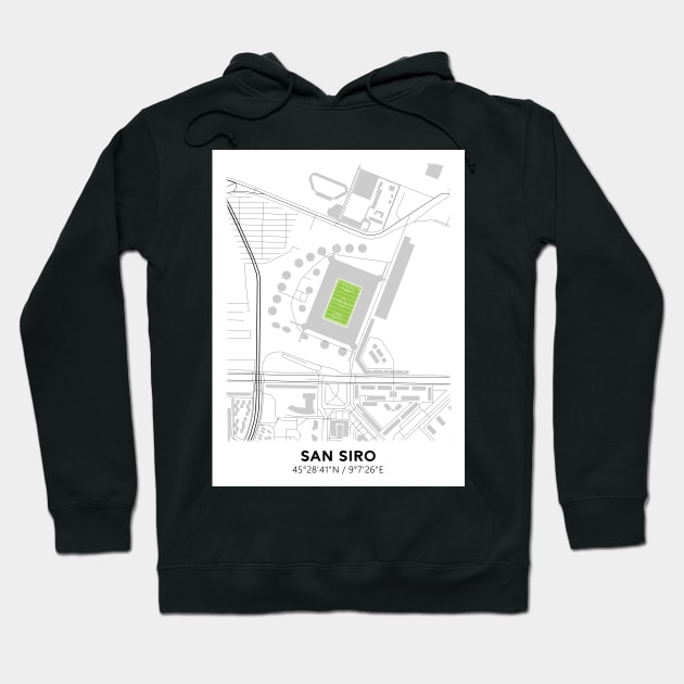 San Siro Map Design Hoodie by TopFootballStadiums